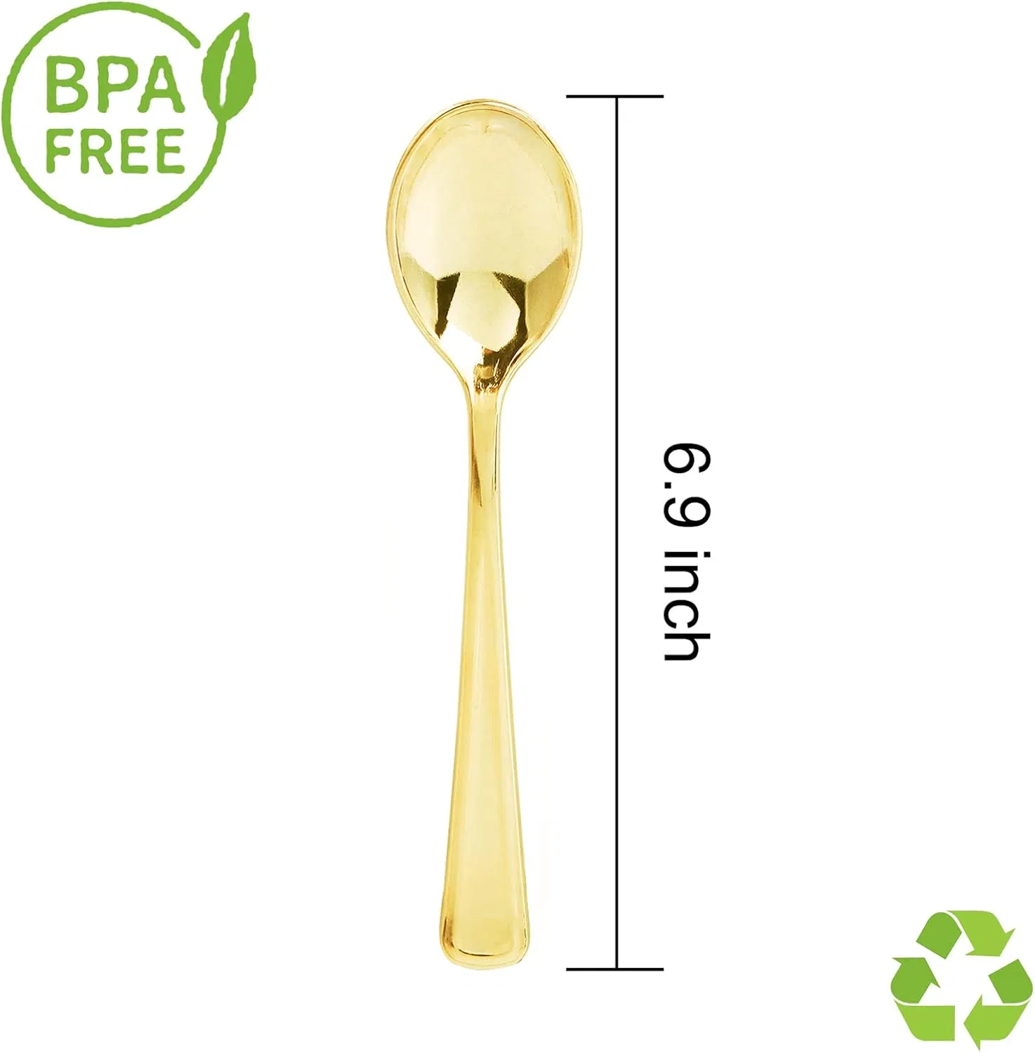 Gold Plastic Spoons 6.7 Inch Heavy Duty Plastic Spoons Heavyweight Gold Disposable Spoons for Parties & Weddings & Restaurants & New Year