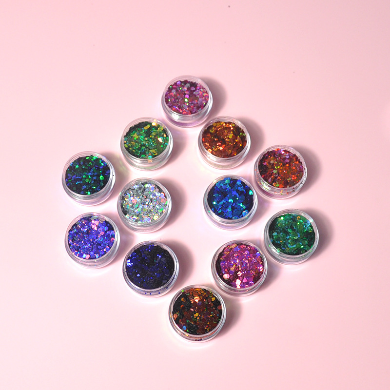 Non-Toxic Holographic Color Loose Glitter Flakes Cosmetic Face Hair Chunky Glitter