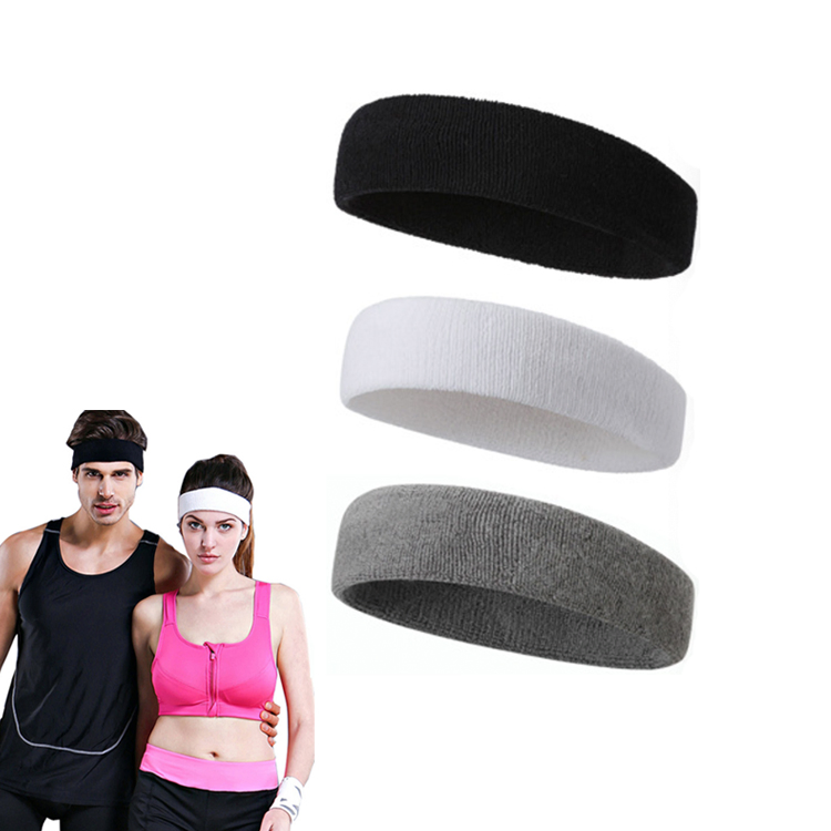 Free Sample Face Wash Makeup Bath Elastic Headband, Customized Embroidery Logo Non-Slip Towel Fabric Hairband, Wholesale Athletic Headband for Men and Women