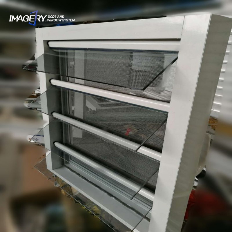 Modern Design Commercial System Aluminum Toughened Glass Louver Window Shutter