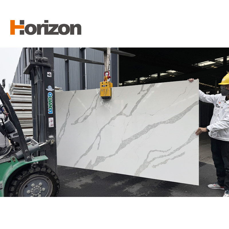 2025 Horizon Grey Base Calacatta Quartz Stone Slab