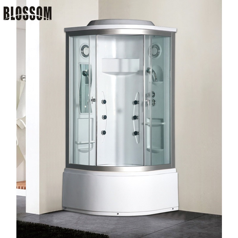 ABS Back Wall One Person Shower Steam Room with Tub