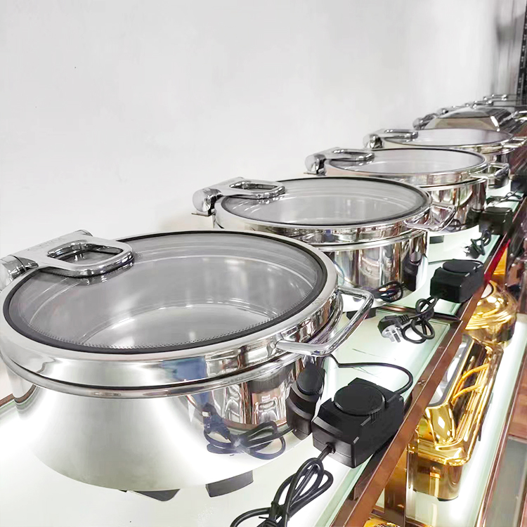 304 Round Commercial Stainless Steel Buffet Chafing Dish Food Warme for Restaurant Banquets
