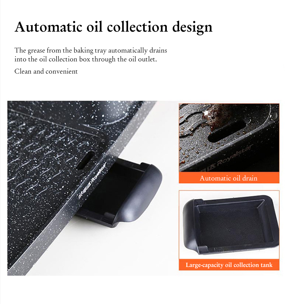 2-in-1 Baking Pan Automatic Oil Griddles Skillet Hot Pot & Barbecue Grill