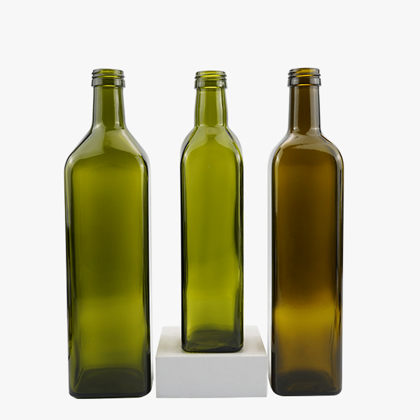 250ml 500ml 750ml 1000ml Square Green Glass Olive Oil Bottle with Cap