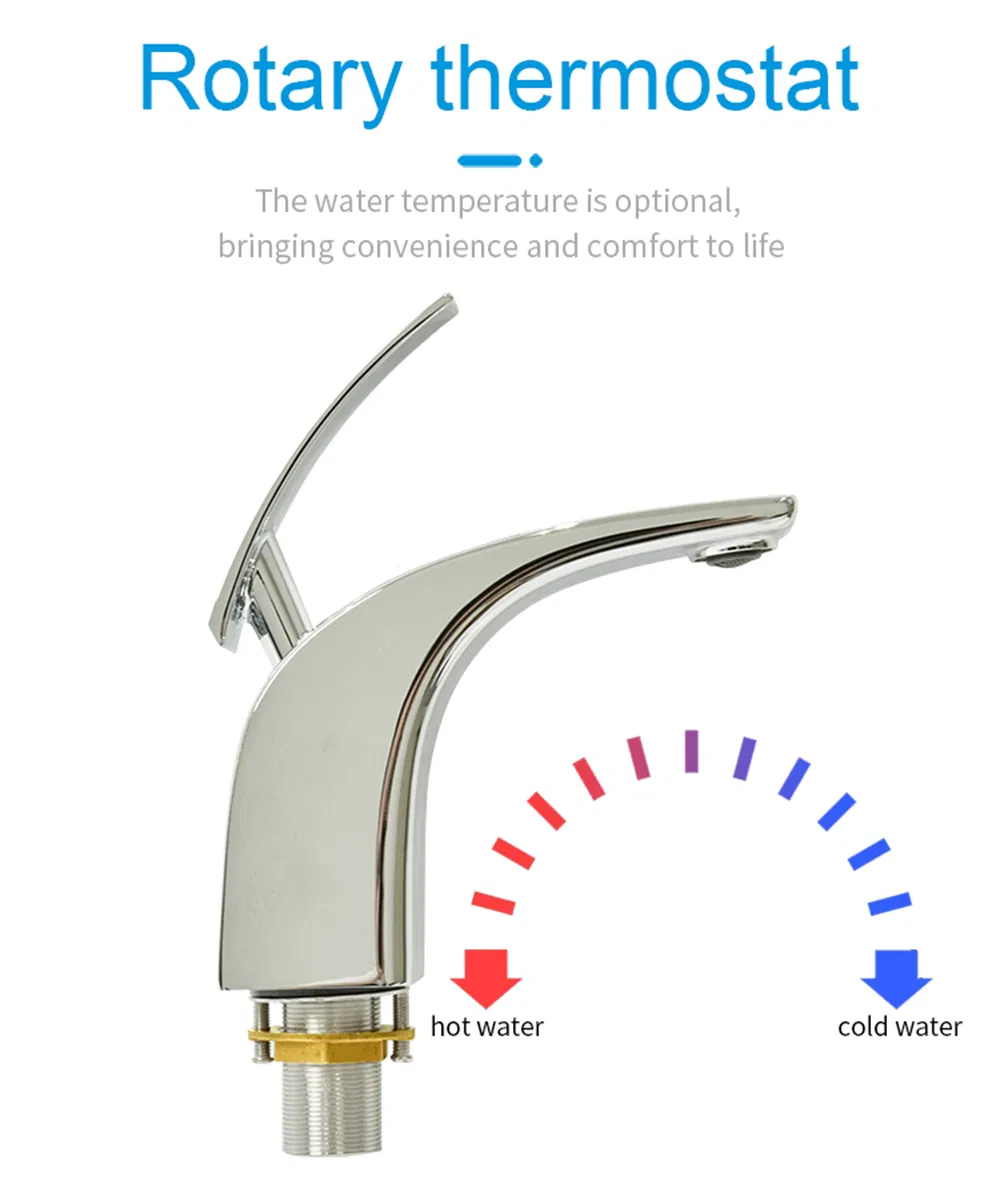 Modern Single-Hole Silver Basin Faucet Hot/Cold Wash Single-Handle Design for Bathroom Table Single Handle