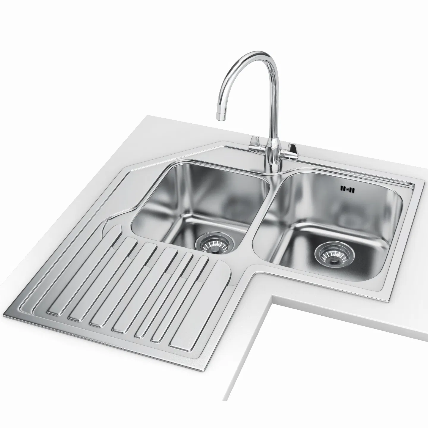 SUS304 Stainless Steel Farmhouse Kitchen Sink with Cup Washer Support for Customization