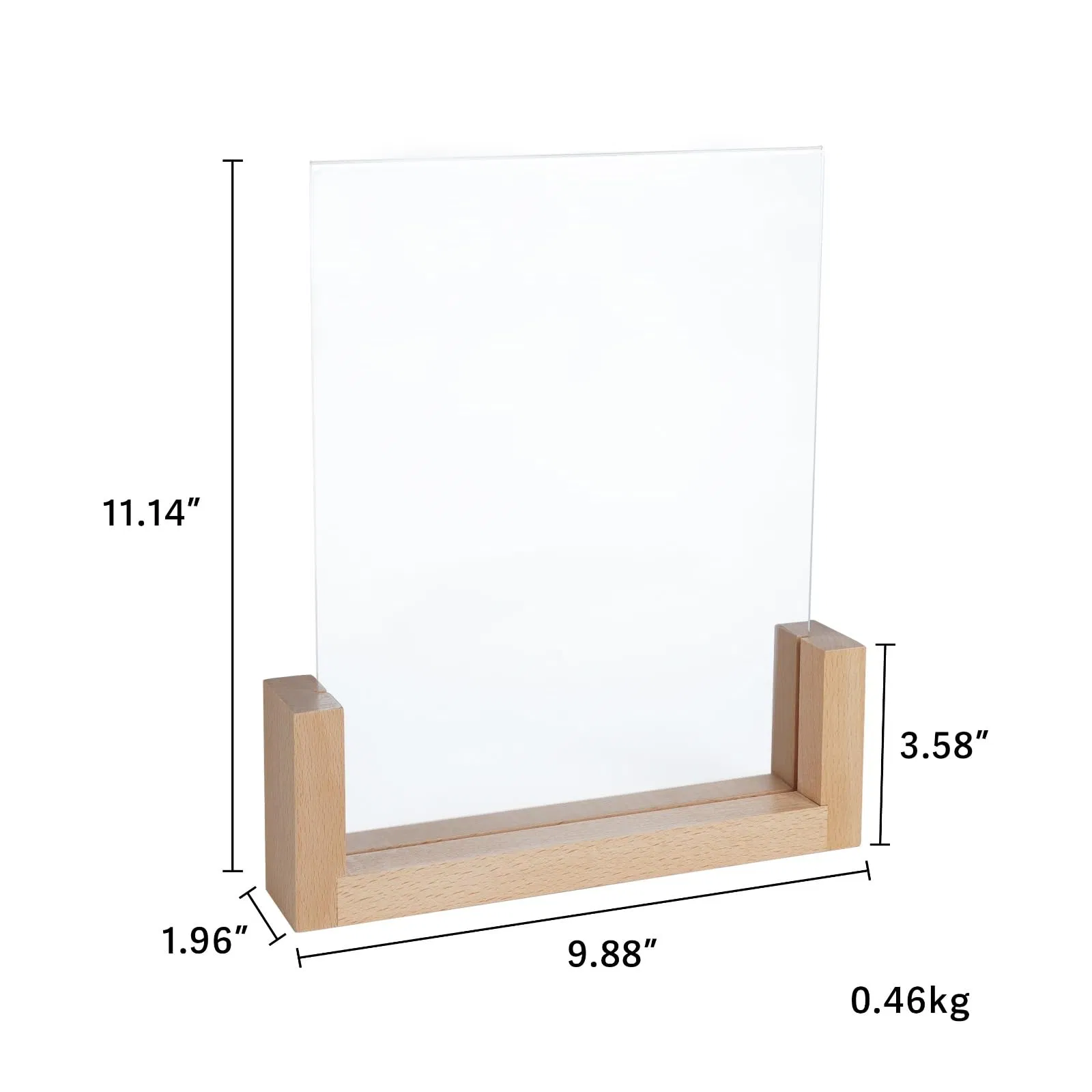 Custom Clear Acrylic Wedding Sign Menu Stand with Wooden Base