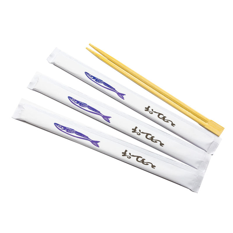 Health Disposable Bamboo Chopsticks with Paper Wrapped Customize Logo
