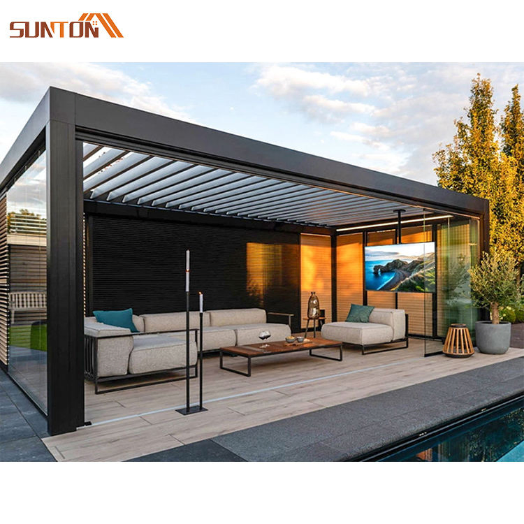 OEM Size 3X3 3X4 3X5 4X4 5X3 Motorised Pergola Outdoor Modern Waterproof Aluminium Bioclimatic Electric Louvered Roof Pergola