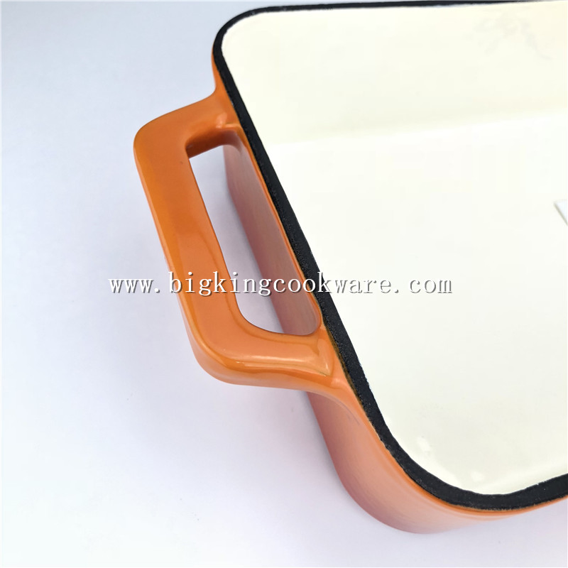 Dish Pan Rectangle Cast Iron Enamel Red