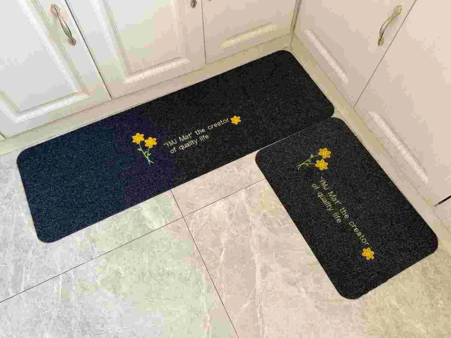 Custom Design Simple Pattern Indoor Doormat with Non-Slip TPR Backing for Kitchen