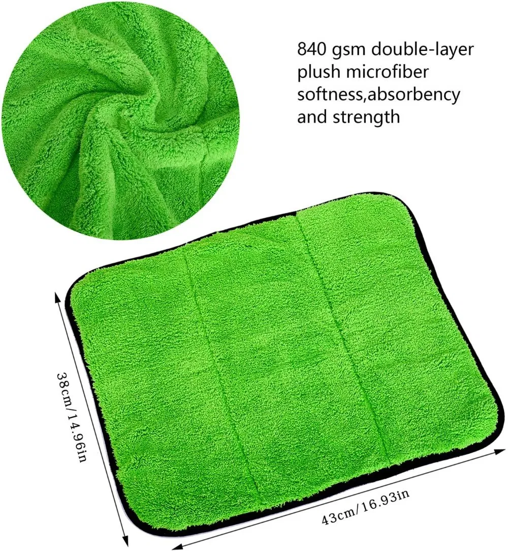 Factory Directly Wholesale Thicken 800GSM 1200 GSM Double Layers Microfiber Towel Quick Dry High Water Absorption Car Wash Cleaning Towel Free Sample