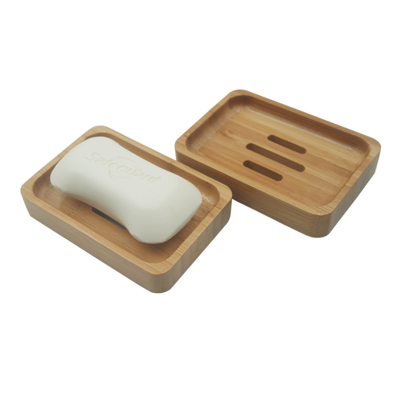 Bamboo Wooden Soap Dish Holder Tray, Wood Bar Soap Saver Self Draining Soap Case for Shower