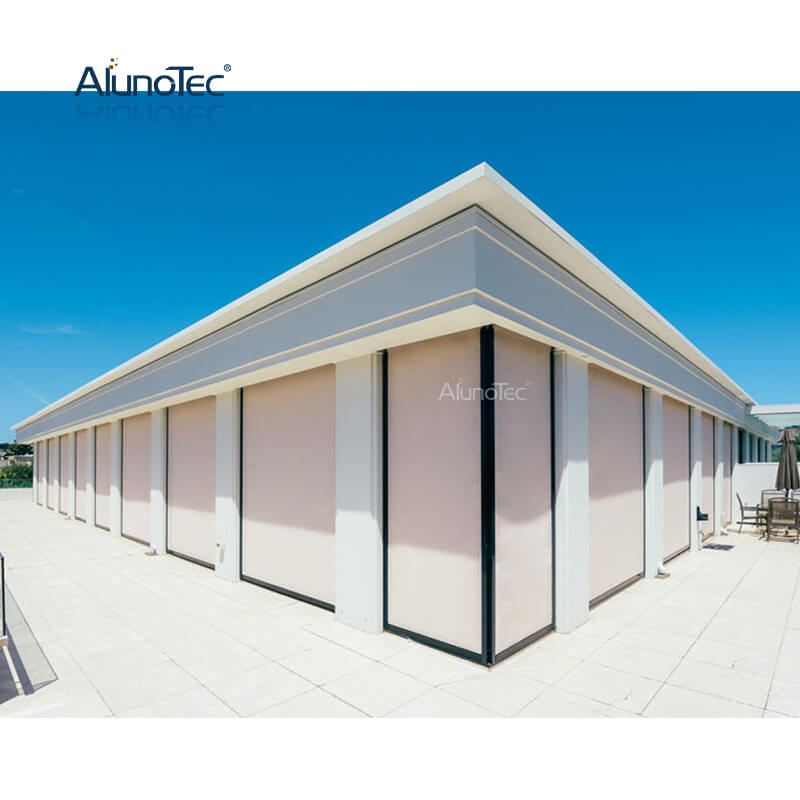 AlunoTec Windproof Automatic External Patio Shades Shutters Blinds Zip Screen Vertical Curtains