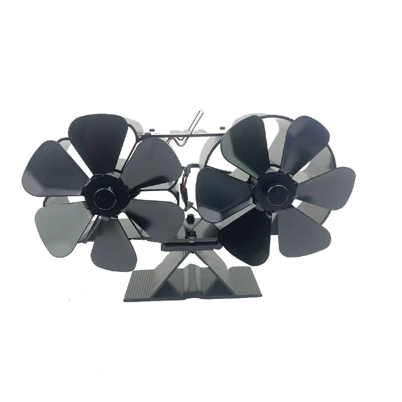 Chimney Duct Wall Mounted Thermal Power Stove Fan, 10 Blade Double Head Fireplace Fan