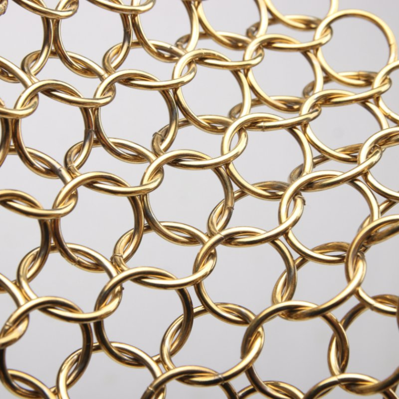 Unique Design Architectural Decorative Ring Mesh Metal Curtain Golden Ring Mesh Curtain Decorative Mesh Curtain