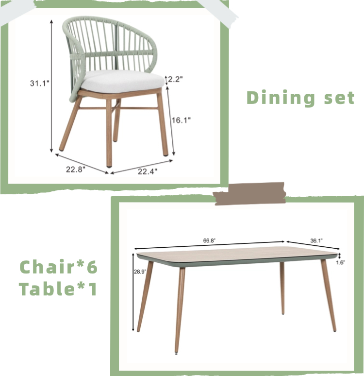 Набор мебели алюминий тик стол 6 стульев с подогревом