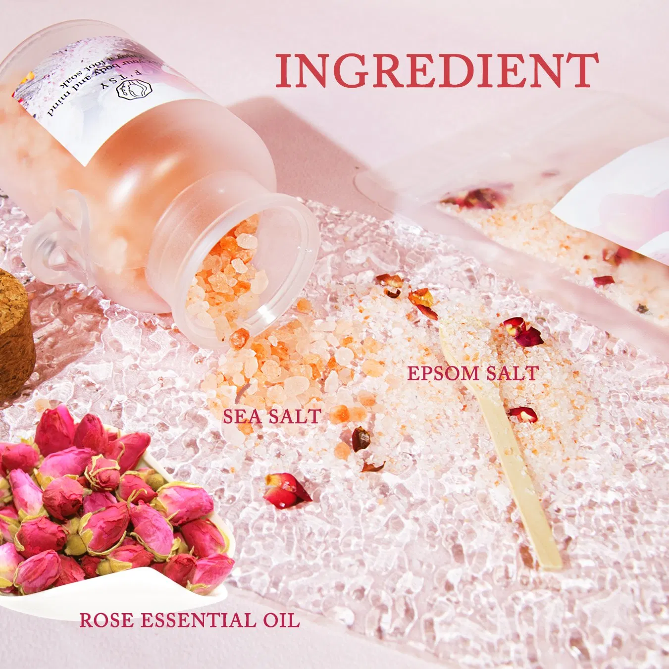 Custom Natural Salt Foot Soak with Petals Epsom Salt Vegan Relaxing Bath Salt Fot Foot Skin Care