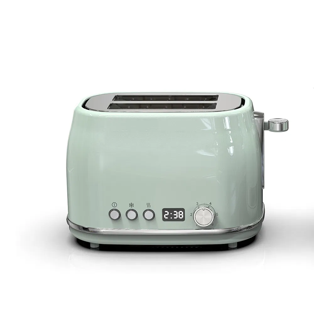 Auto-Electric Power Cut off 2-Slice Stainless Steel Toaster with Time Watch LED Display for 6 Levels