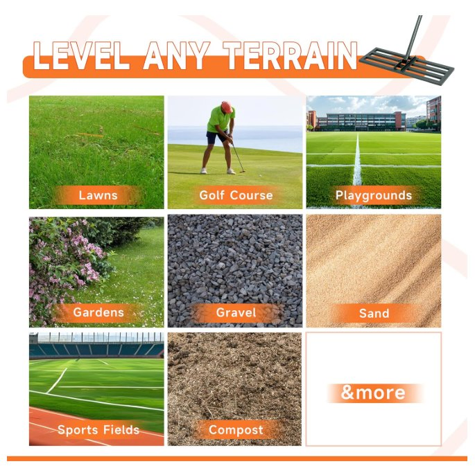 Stainless Steel Lawn Leveler Adjustable Plate & Handle, Yard Tool for Grass/Golf/Soil - Green