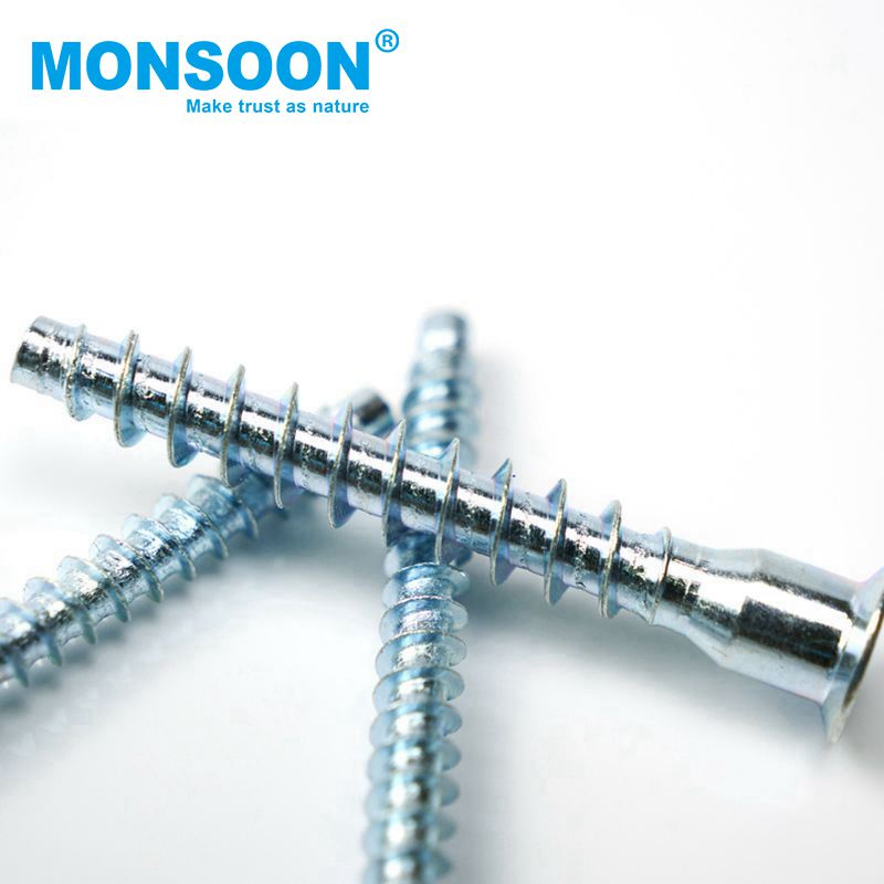 Furniture Standard Inner Blue Zinc Plated Pozi Drive Countersunk Hexagonal Socket Wooden Confirmat Screw for Wood Metal Board