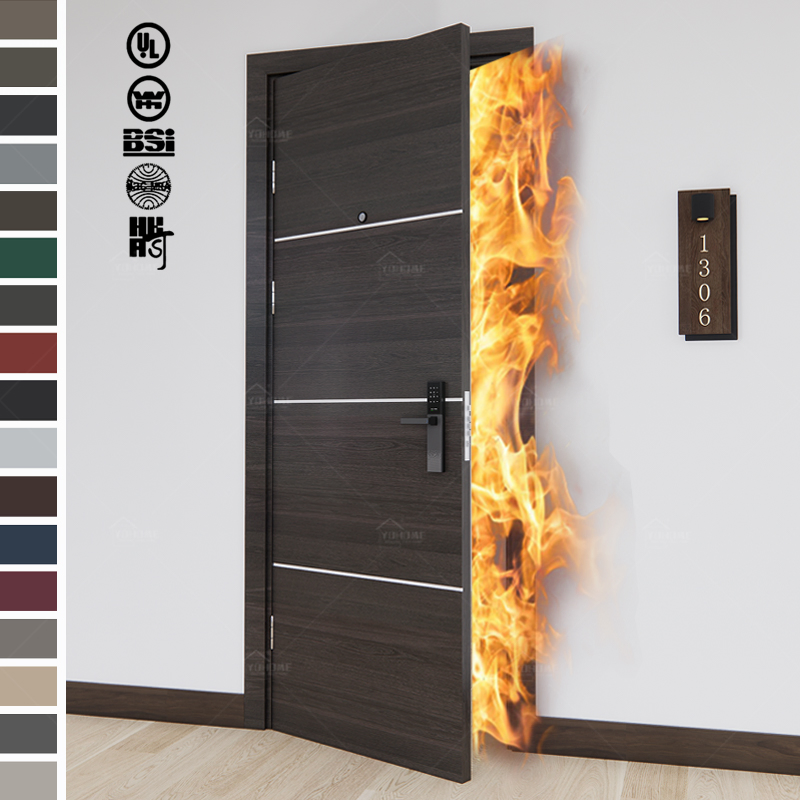 China Top Manufacturer Custom Internal Fire Doors Resort Hotel Room Doors HDF Soundproof Fireproof Fire Rated Fire Wood Doors