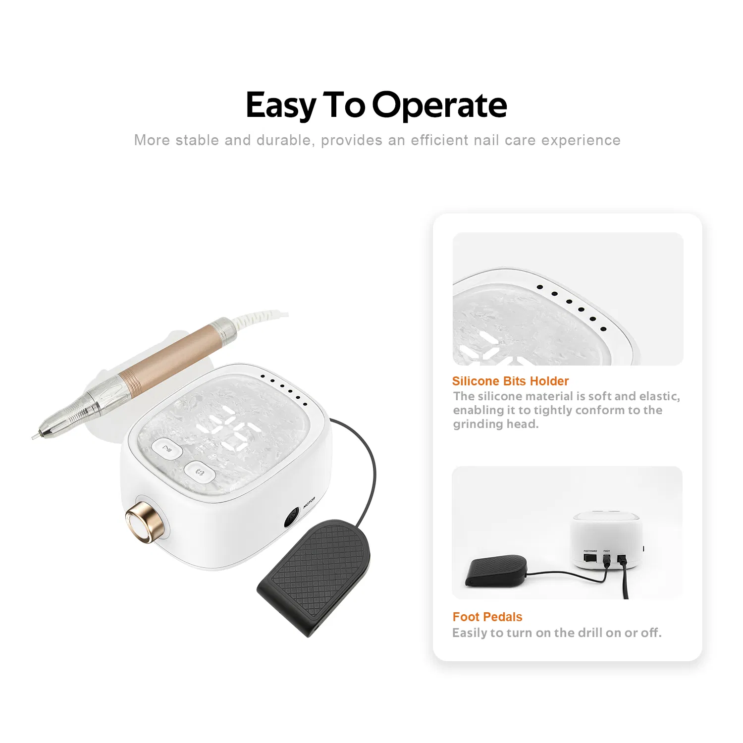 Professional Electric Nail Drill Low Noise High Power Brushless Nail Drill Machine