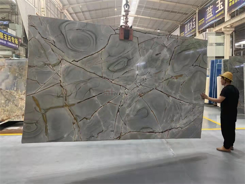 Newstar Blue Tiles Floor Tiles Marble Gloss Blue Roman Quartzite Bathroom Wall Tiles Luxury Blue Marble Slab