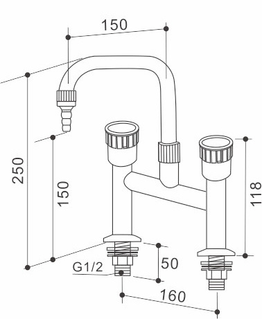 Laboratory Double Outlet Faucet High and Low Faucet for Laboratory