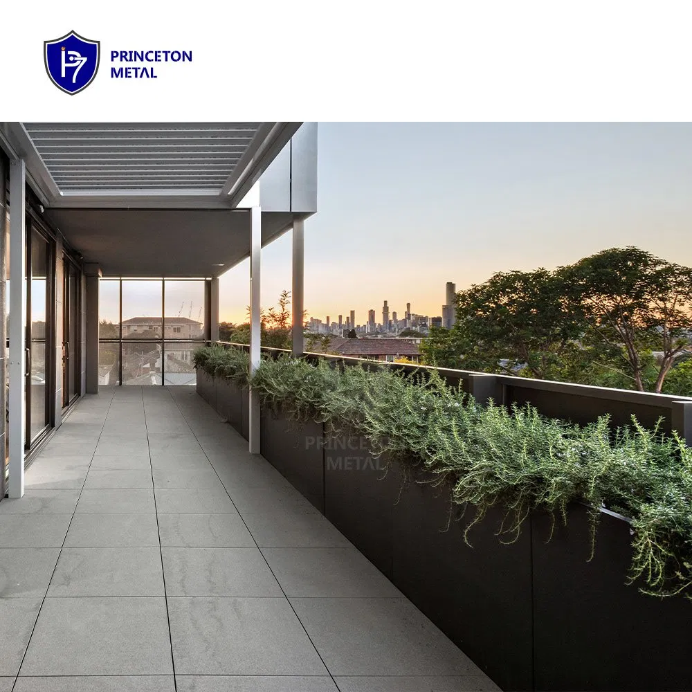 Commercial Outdoor Powder Coated Large Custom Size Aluminum Planters Box Metal Landscape Planter