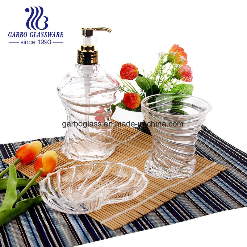 Garbo Glassware 3PCS Glass Sets Glass Bottle Glass Dish Glass Cup Bathroom Sets for Beach or Sea