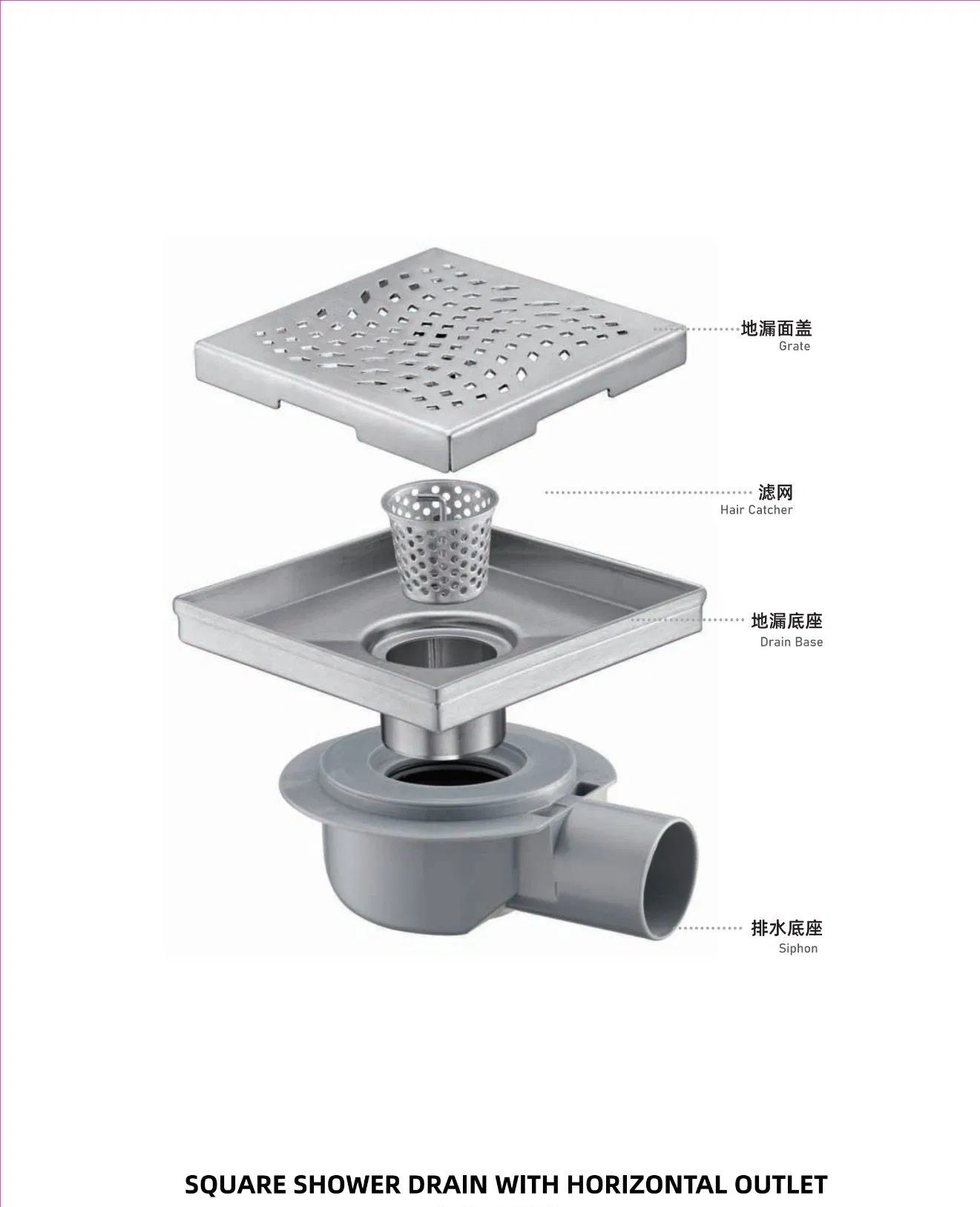 Современный квадратный трап для душа из нержавеющей стали SUS304