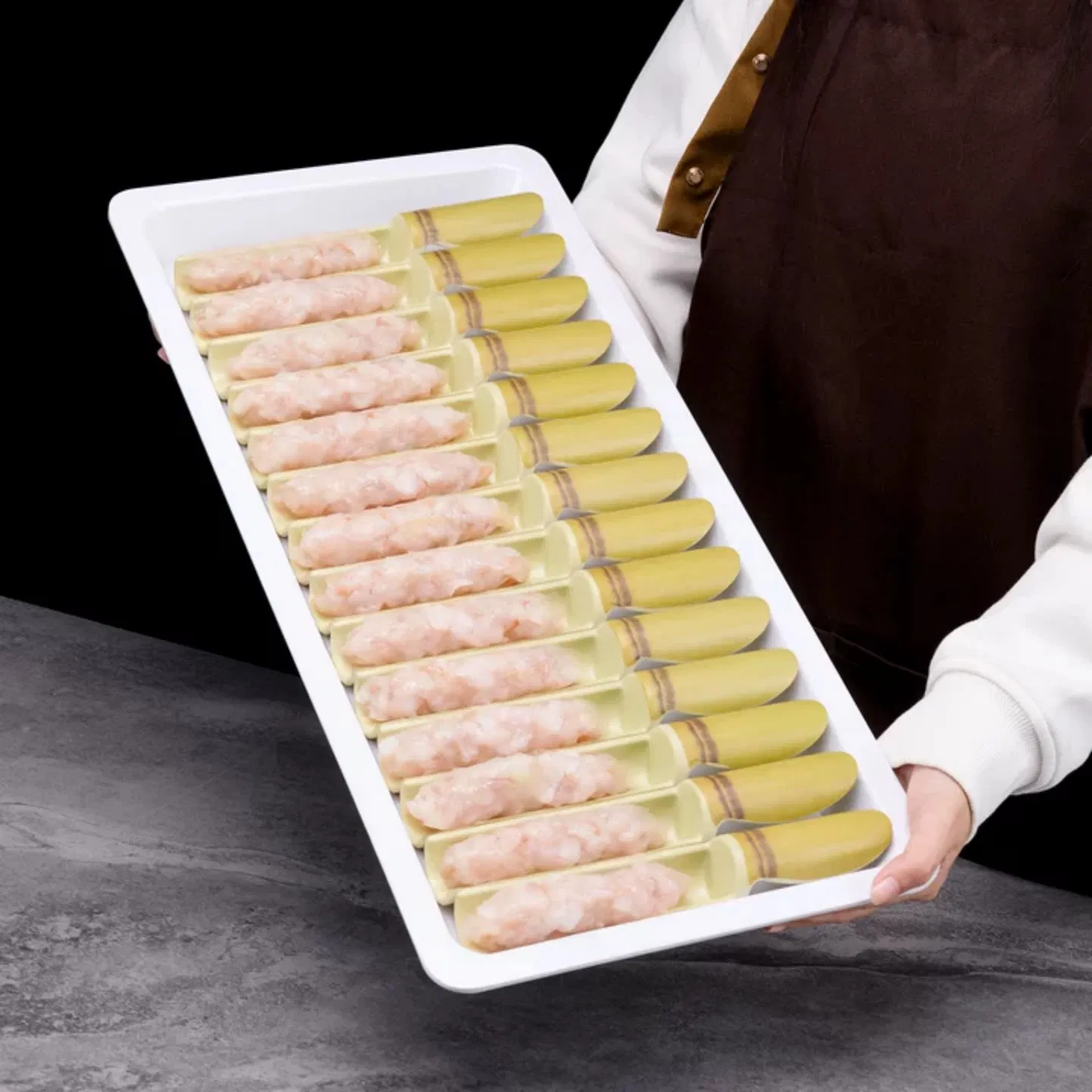 Bamboo Tube Shrimp Sliding Container/Bamboo Tube Tray Container/Bamboo Tube Shrimp Slider/Bamboo Tableware