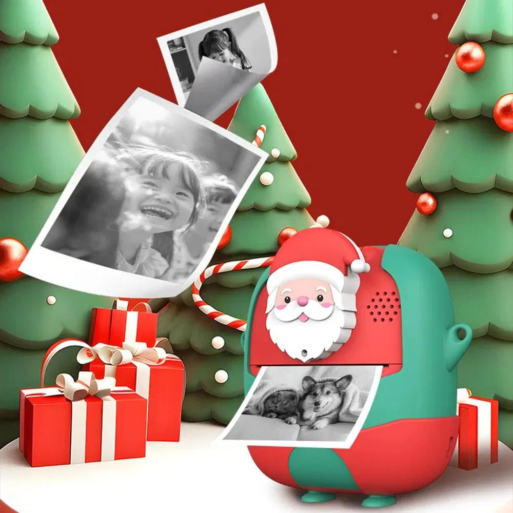 Christmas Style 2.0-Inch Screen Children HD Digital Camera Instant Photo Printer with 32g TF Card + Card Reader
