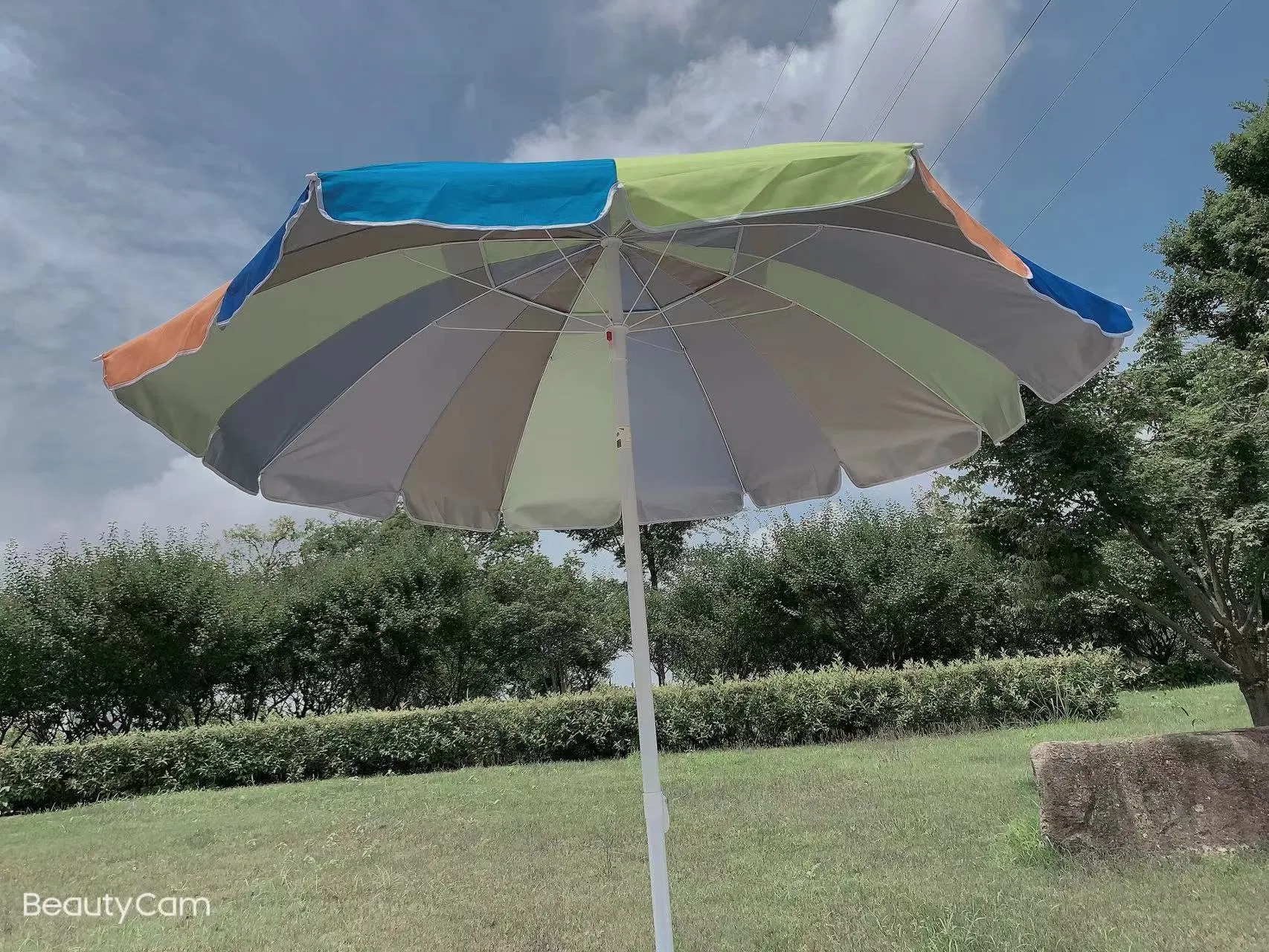2.5m Windproof Rainbow Sun Beach Umbrella for Outdoor