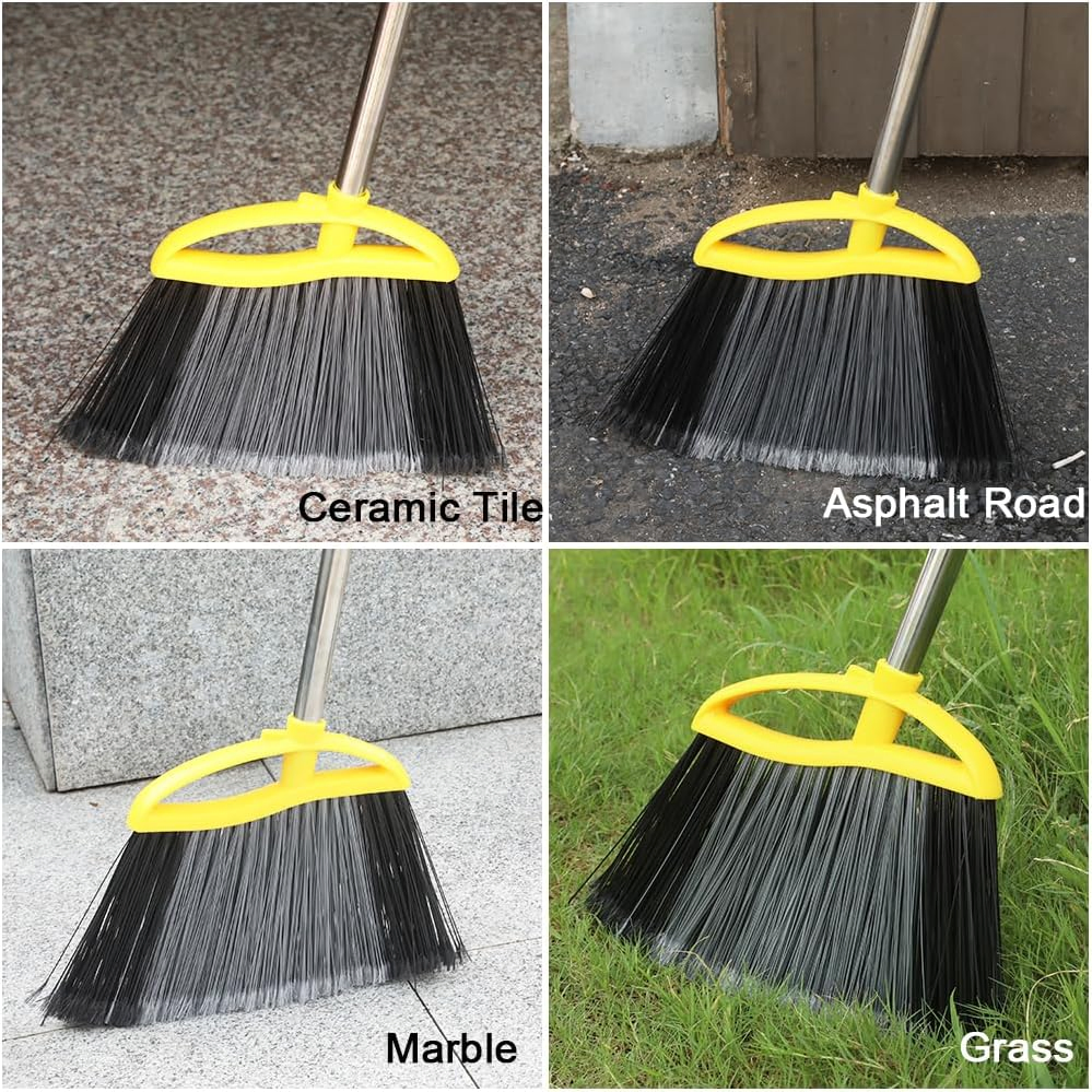 Split-End Stiff Bristle Outdoor Broom with Adjustable Pole