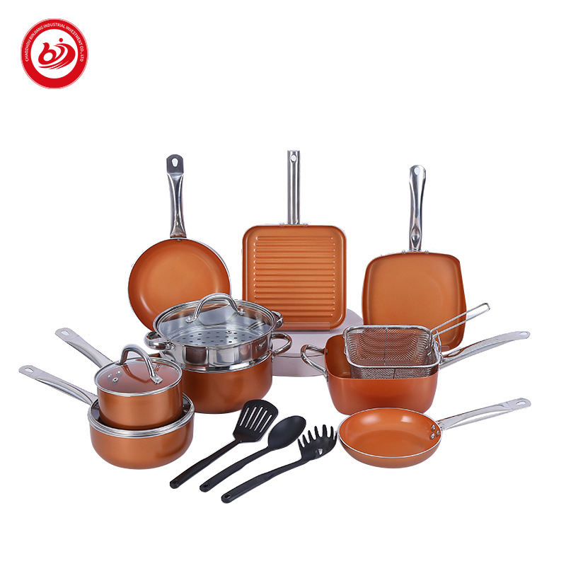 Household Business Kitchen Gift European and American Copper Induction Bottom Gift Non-Stick Pan Cookware Set
