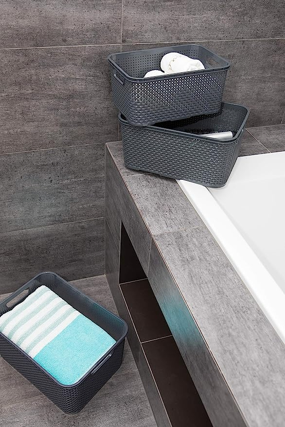 Plastic Rattan Baskets Made of Polypropylene Anthraciteno Reviews Yet13 Sold