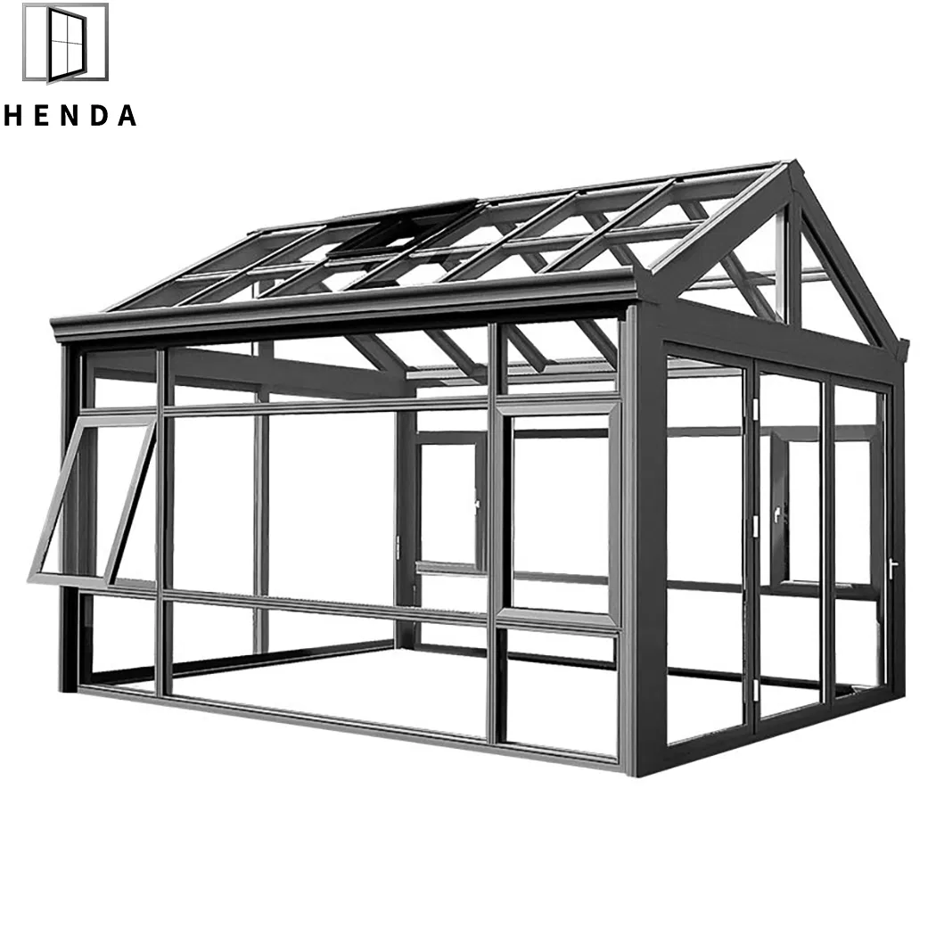 Aluminum Double Glass Sunroom with Sliding /Casement/Skylight Window for Garden
