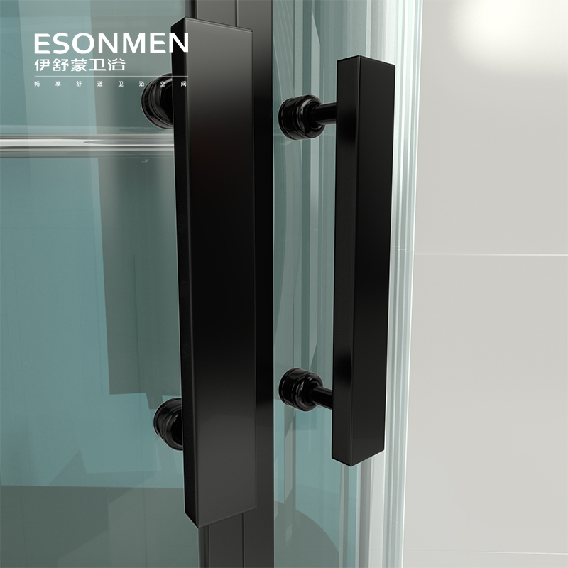 Luxurious Bathroom Shower Glass Room with Aluminium Frame by Black Painting