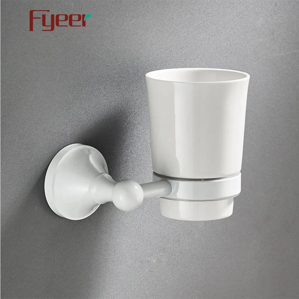 Fyeer White Brass Single Cup Tooth Brush Holder