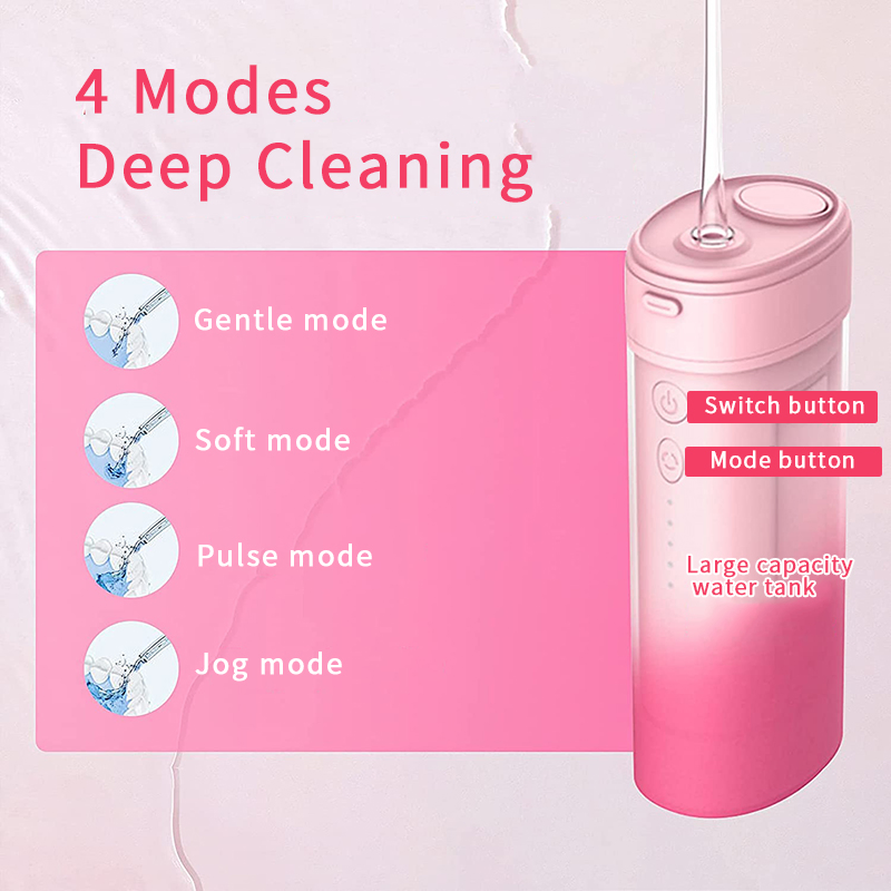 Jssan Scalable Mini Water Flosser Oral Irrigator 4 Mode Pulse High Pressure Oral Cleaner Toothbrush Portable for Travel