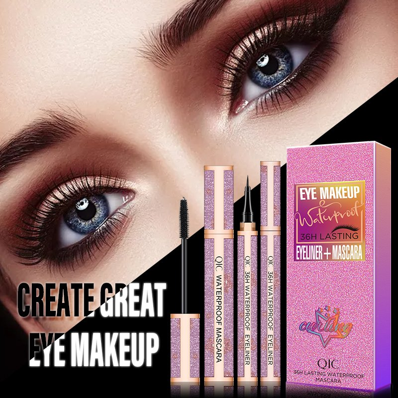 Wholesale Cosmetic Factory Free Sample Best Waterproof Cosmetics Color Diamond Liquid Eyeliner and Mascara Set
