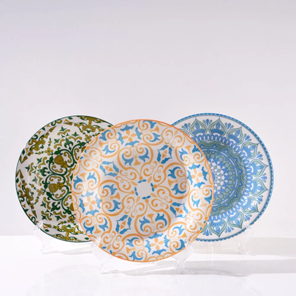 9.25"Soup Plate Under Glaze Pad Prting Ceramics Tableware Porcelainware