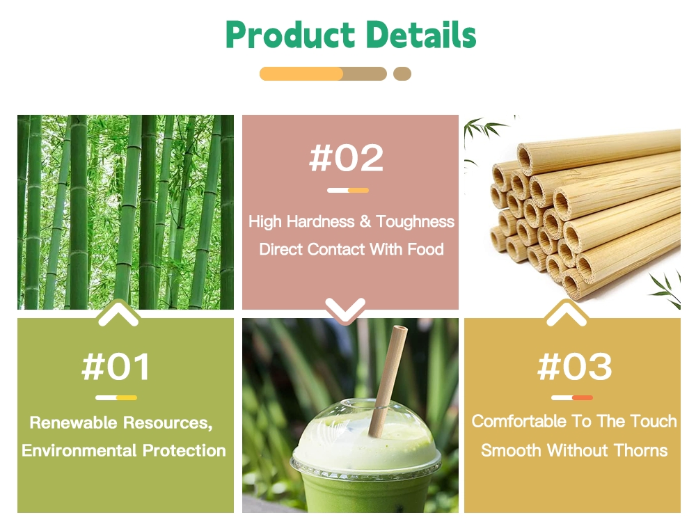 Wholesale Biodegradable Custom Eco Friendly Cocktail Babo Tea Drinking Straw Plastic-Free Eco-Friendly Drinking Straws Disposable Bamboo Straws for Drinks