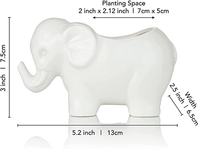 Горшок керамический белый для суккулентов слоны