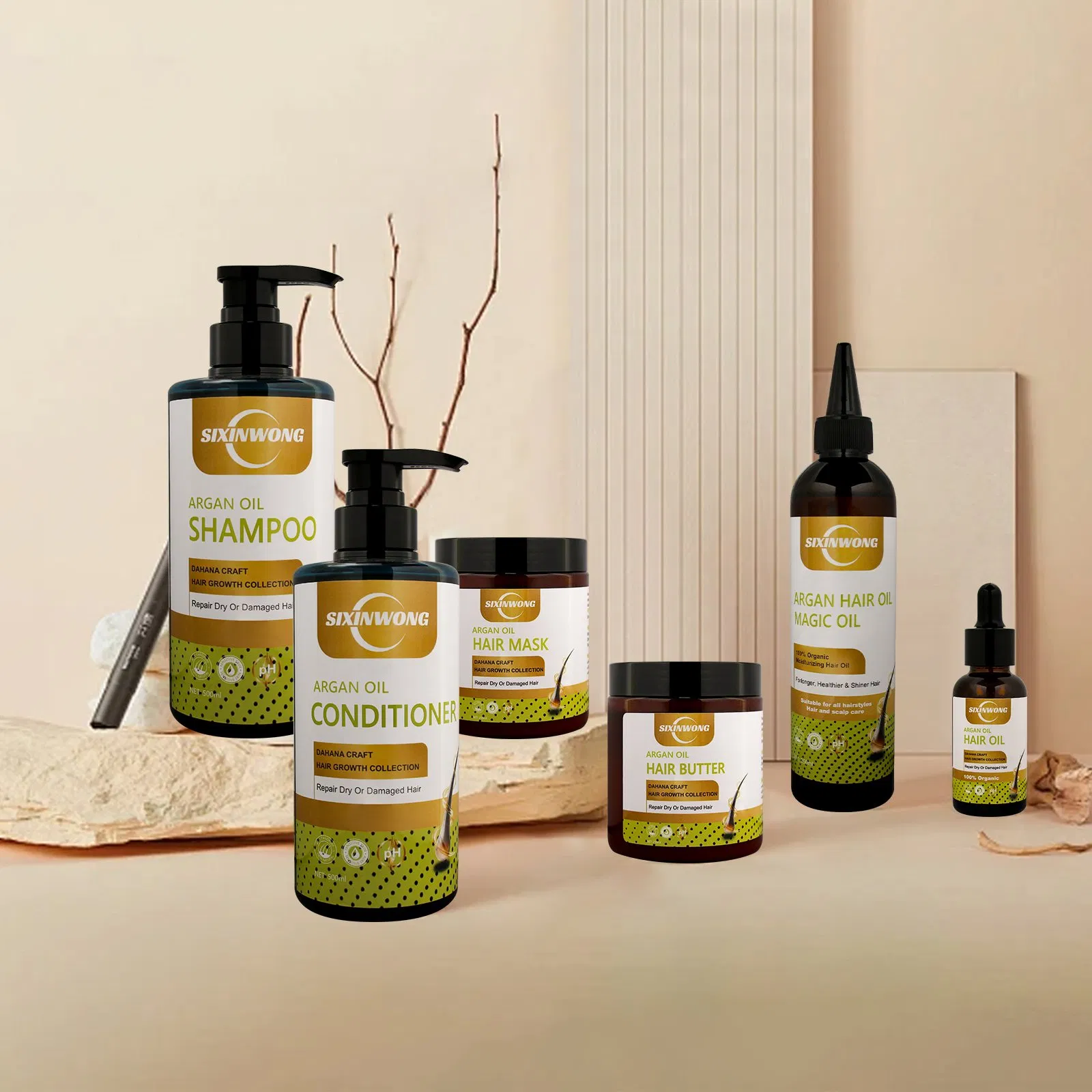 Beauty Cosmetics Hair Care Repairs Damaged Treatment Loss Argan Oil Shampoo Set