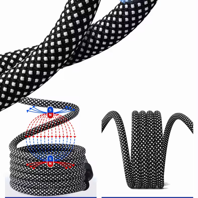 240W Fast Charging Cable, Magnetic Self-Winding USB C-C Charging Cable, Premium Nylon Braided USB C Data Cable for iPhone 15/16, Samsung Phone, Ipads, MacBook