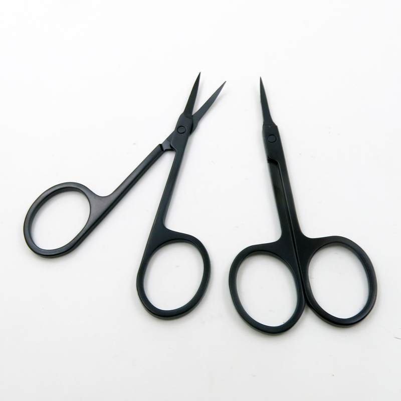 Black Color Sharp Beauty Scissors for Eyebrow Hair Cutting Facial Trimming Portable Manicure Care